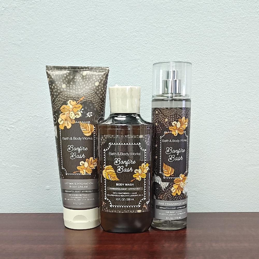 Bath & Body Works BONFIRE BASH 3 Piece Body Care Bundle Set